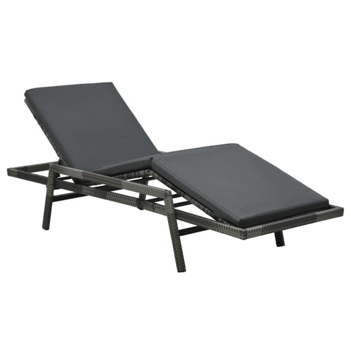 Sun Lounger with Cushion Poly Rattan Grey Anoai