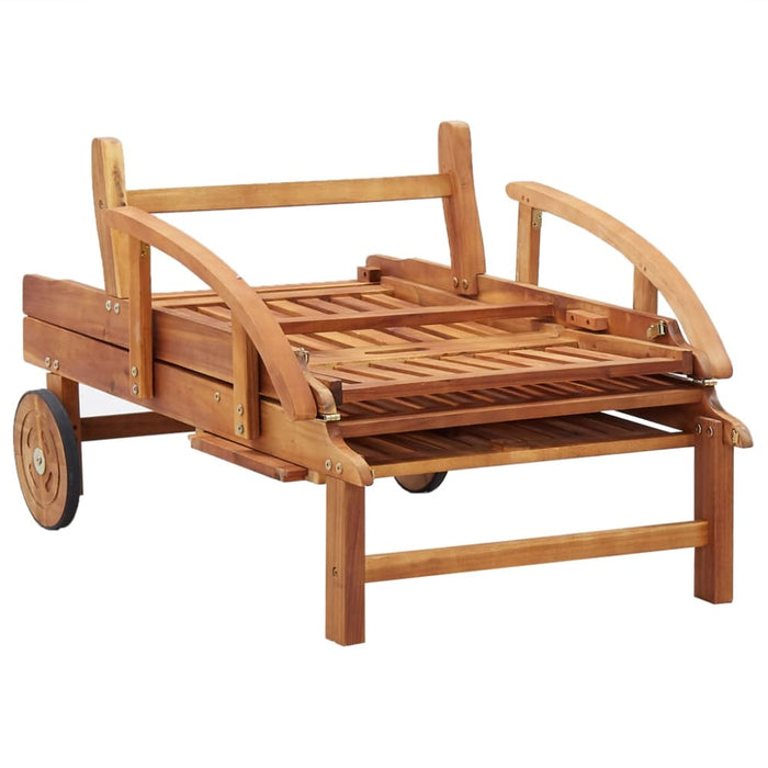 Sun Lounger with Cushion Solid Acacia Wood Albxl