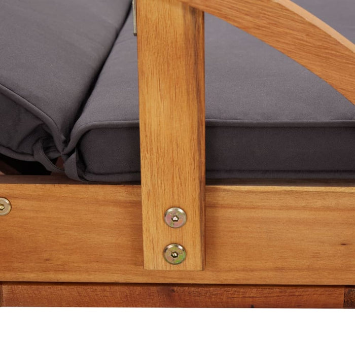 Sun Lounger with Cushion Solid Acacia Wood Albxl