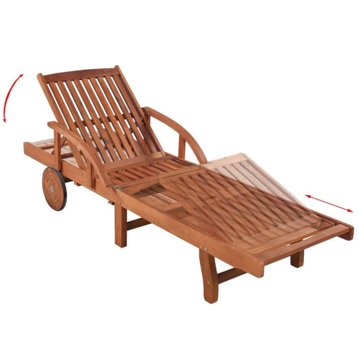 Sun Lounger with Cushion Solid Acacia Wood Axpkp