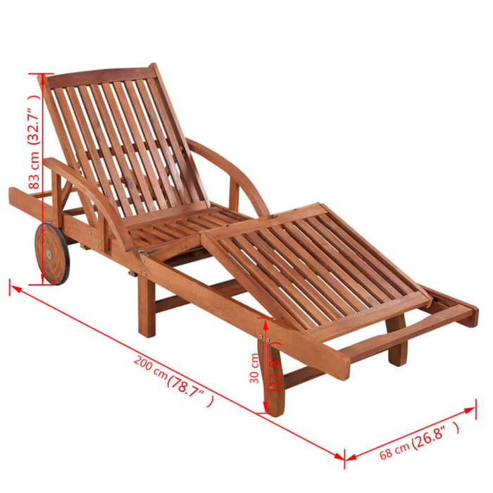 Sun Lounger with Cushion Solid Acacia Wood Axpkp