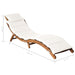 Sun Lounger with Cushion Solid Acacia Wood Cream Allpx
