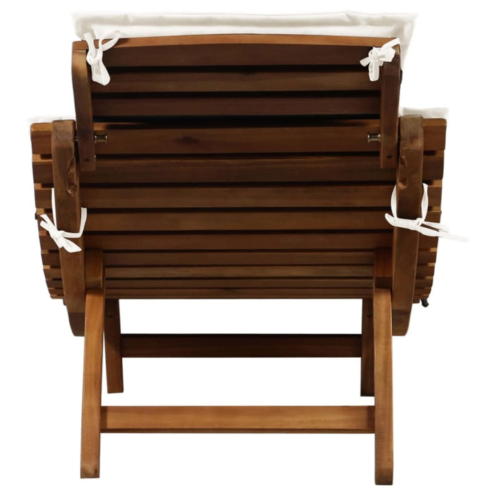 Sun Lounger with Cushion Solid Acacia Wood Cream Allpx