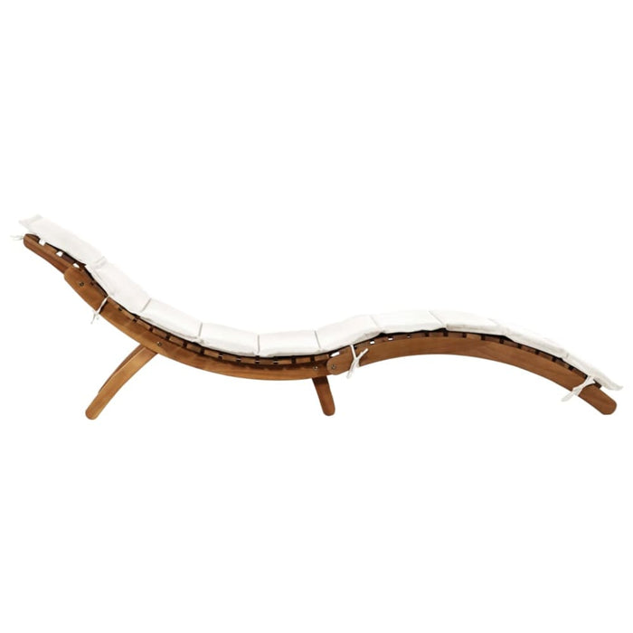 Sun Lounger with Cushion Solid Acacia Wood Cream Allpx