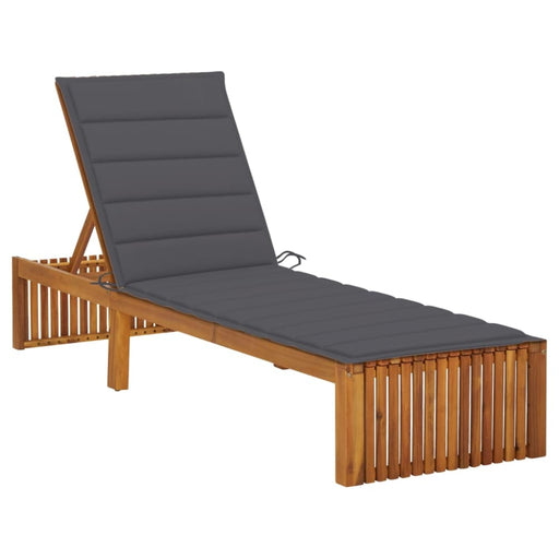 Sun Lounger With Cushion Solid Acacia Wood Tblaoak
