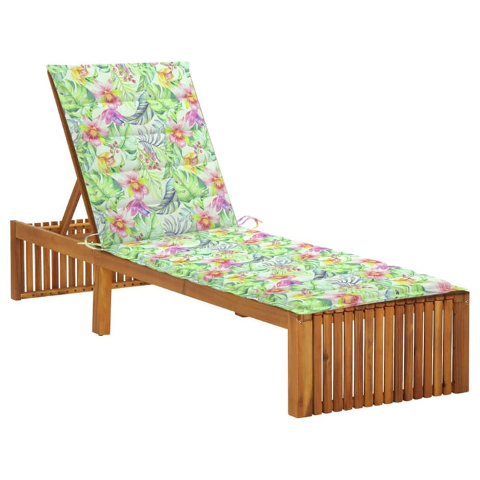 Sun Lounger with Cushion Solid Acacia Wood Tblaolo