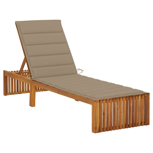Sun Lounger With Cushion Solid Acacia Wood Tblaopx