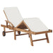 Sun Lounger with Cushion Solid Teak Wood Cream Anbxx