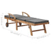 Sun Lounger with Cushion Solid Teak Wood Dark Grey Anbxt