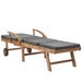 Sun Lounger with Cushion Solid Teak Wood Dark Grey Anbxt