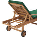 Sun Lounger with Cushion Solid Teak Wood Green Anbxa
