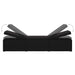 Sun Lounger with Cushion and Tea Table Poly Rattan Black
