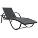 Sun Lounger with Cushion & Table Poly Rattan Black Axnnl