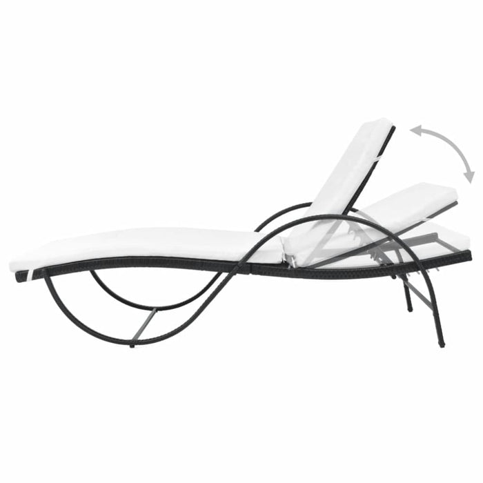 Sun Lounger with Cushion & Table Poly Rattan Black Axnnl