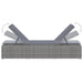 Sun Lounger with Cushion and Tea Table Poly Rattan Grey