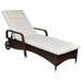 Sun Lounger with Cushion & Wheels Poly Rattan Brown Axail