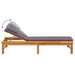Sun Lounger with Dark Grey Cushion and Pillow Solid Wood