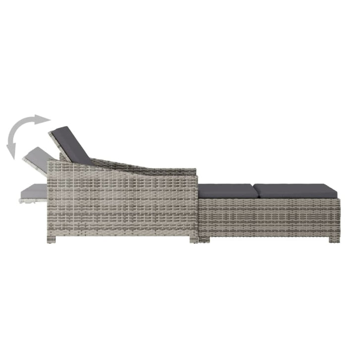 Sun Lounger with Dark Grey Cushion Poly Rattan Toionb
