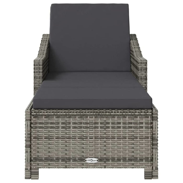 Sun Lounger with Dark Grey Cushion Poly Rattan Toionb