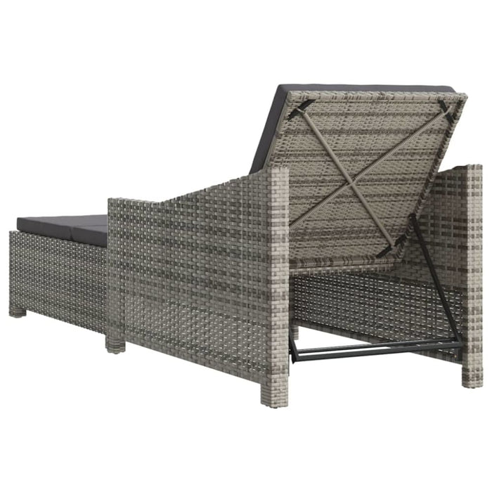 Sun Lounger with Dark Grey Cushion Poly Rattan Toionb