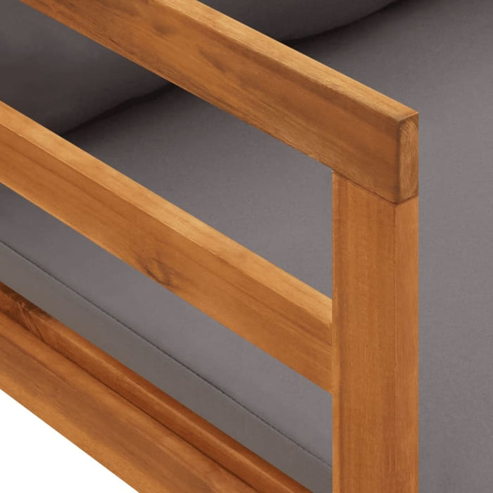 Sun Lounger with Dark Grey Cushions Solid Acacia Wood Toltoi