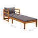 Sun Lounger with Dark Grey Cushions Solid Acacia Wood Toltoi
