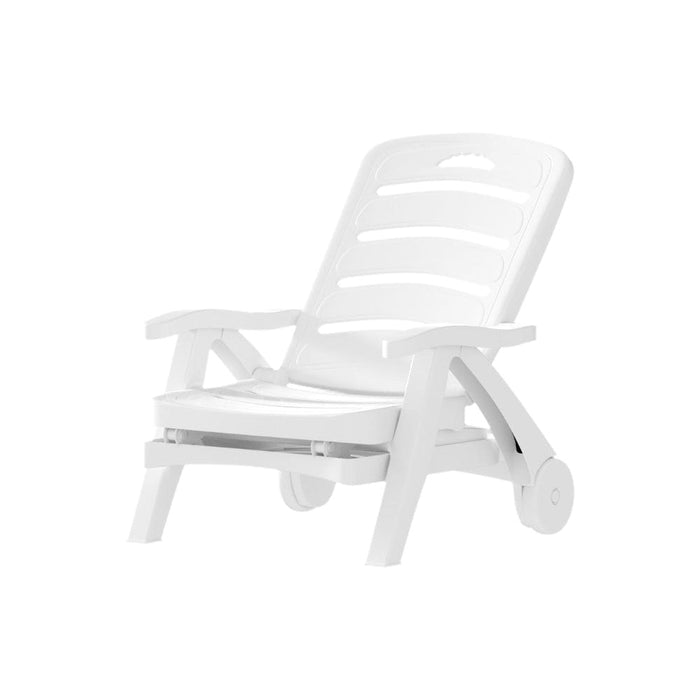 Sun Lounger Folding Chaise Lounge Chair Wheels Patio