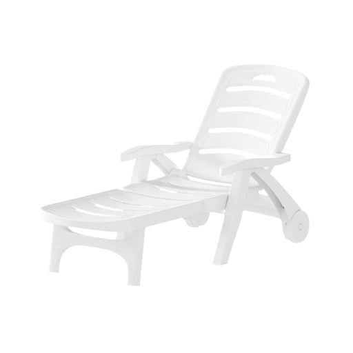 Sun Lounger Folding Chaise Lounge Chair Wheels Patio