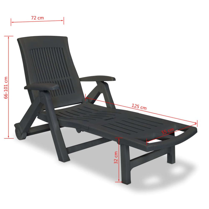 Sun Lounger with Footrest Plastic Anthracite Atpnn