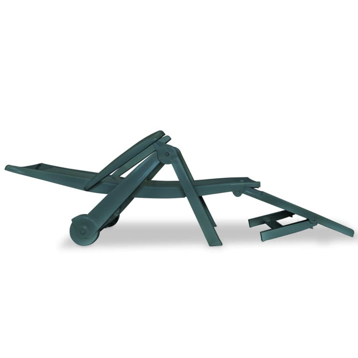 Sun Lounger with Footrest Plastic Green Atpni