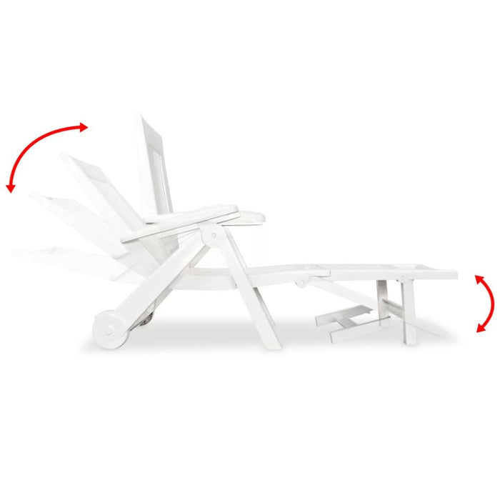Sun Lounger with Footrest Plastic White Atpnl