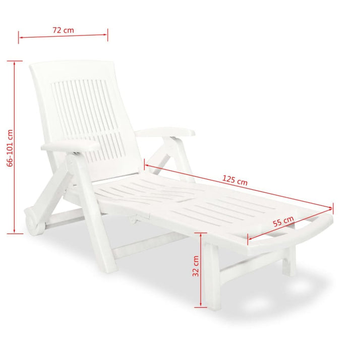 Sun Lounger with Footrest Plastic White Atpnl