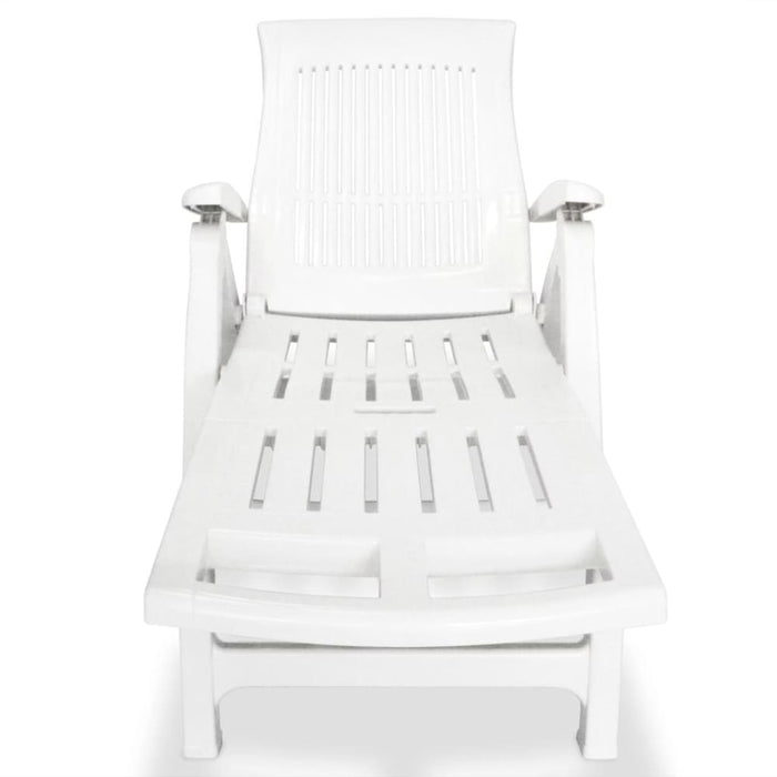 Sun Lounger With Footrest Plastic White Atpnl
