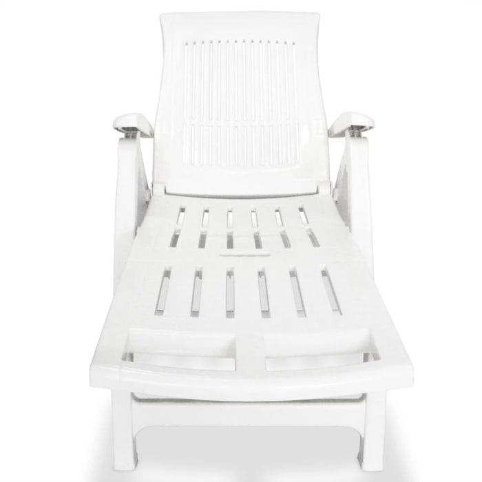 Sun Lounger with Footrest Plastic White Atpnl