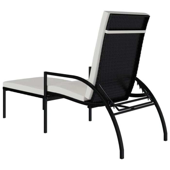 Sun Lounger with Footrest Pe Rattan Black Toilxk