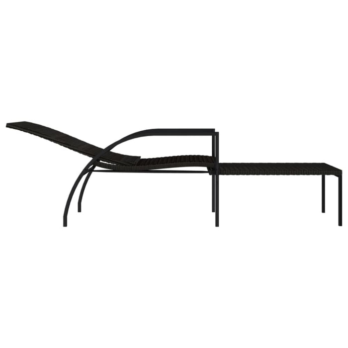 Sun Lounger with Footrest Pe Rattan Brown Toilxn