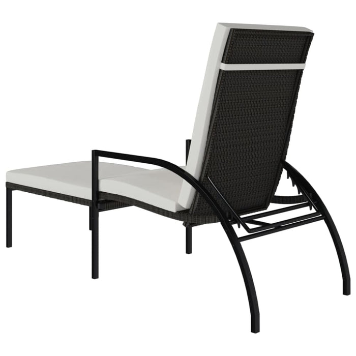 Sun Lounger with Footrest Pe Rattan Brown Toilxn