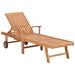 Sun Lounger With Grey Cushion Solid Teak Wood Tbltbbi