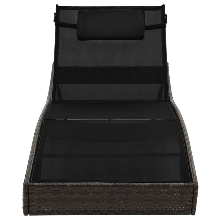 Sun Lounger with Pillow Poly Rattan Brown Aaiol