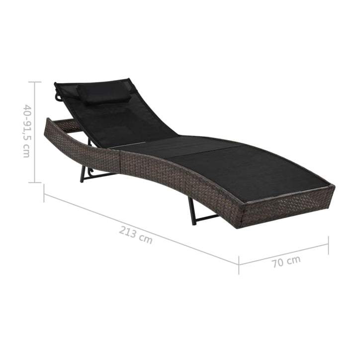 Sun Lounger with Pillow Poly Rattan Brown Aaiol