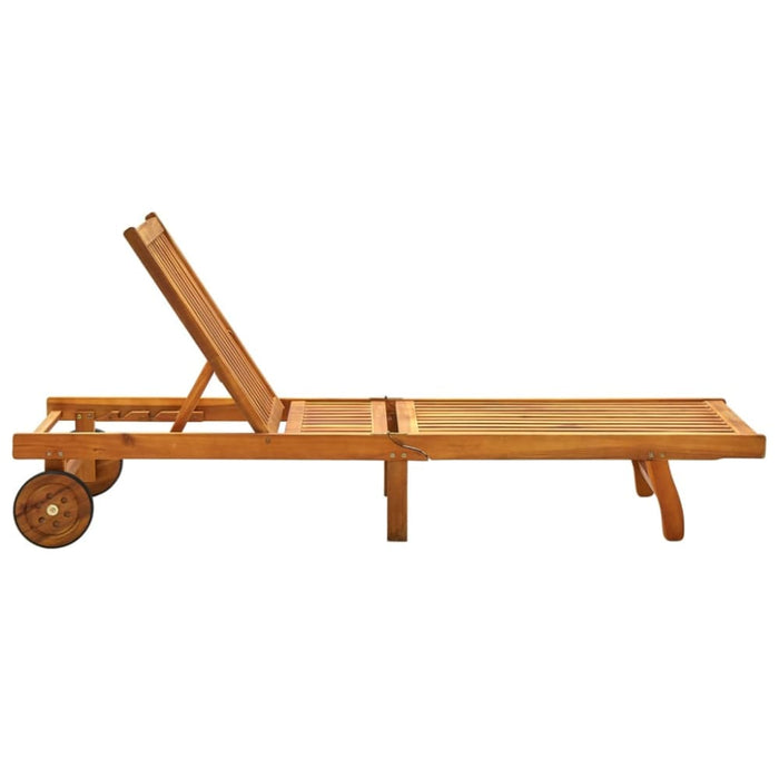 Sun Lounger Solid Acacia Wood Toonio