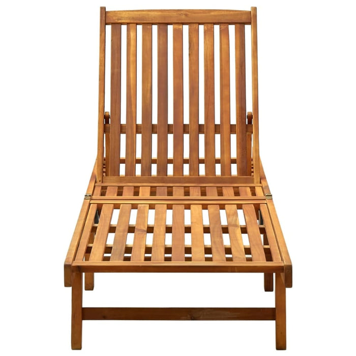 Sun Lounger Solid Acacia Wood Toonio