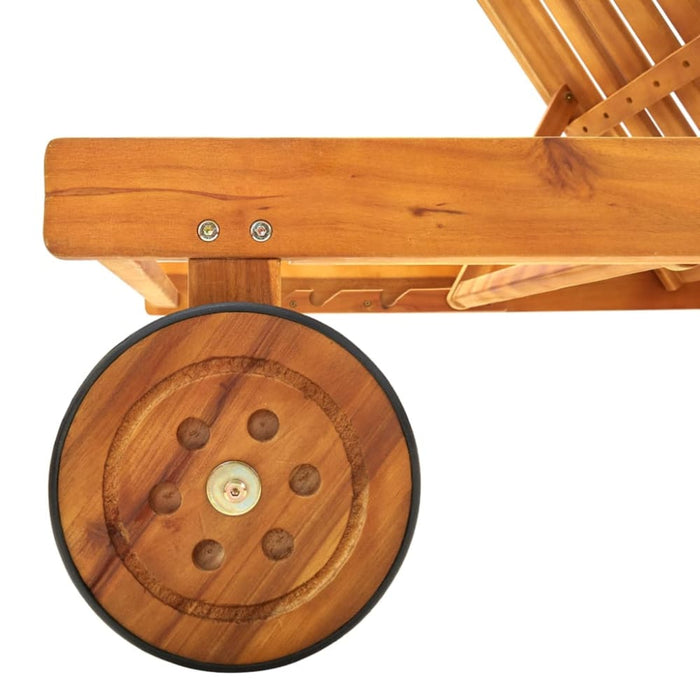 Sun Lounger Solid Acacia Wood Toonio