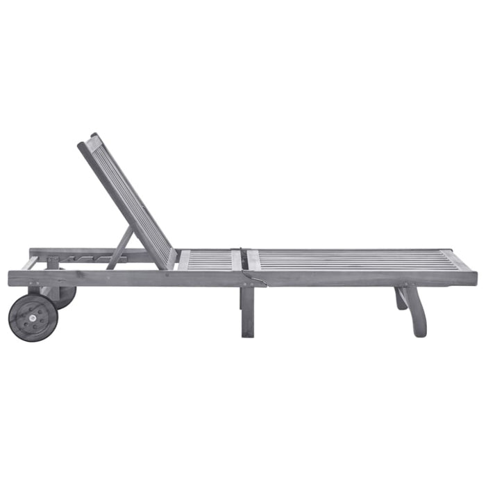 Sun Lounger Solid Acacia Wood Toonix