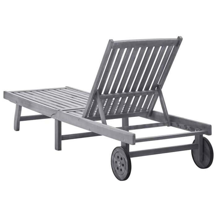 Sun Lounger Solid Acacia Wood Toonix
