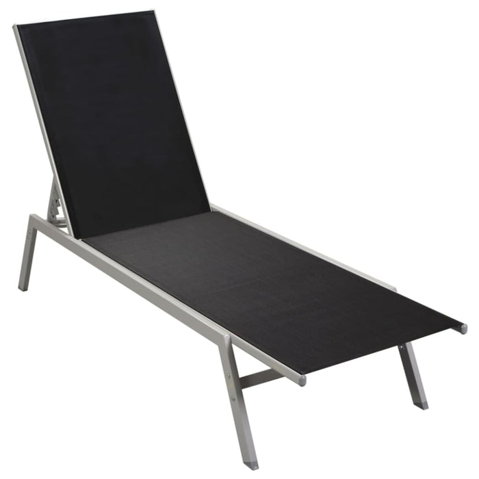 Sun Lounger Steel and Textilene Black Anboo