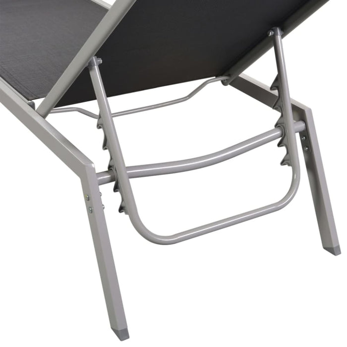 Sun Lounger Steel and Textilene Black Anboo