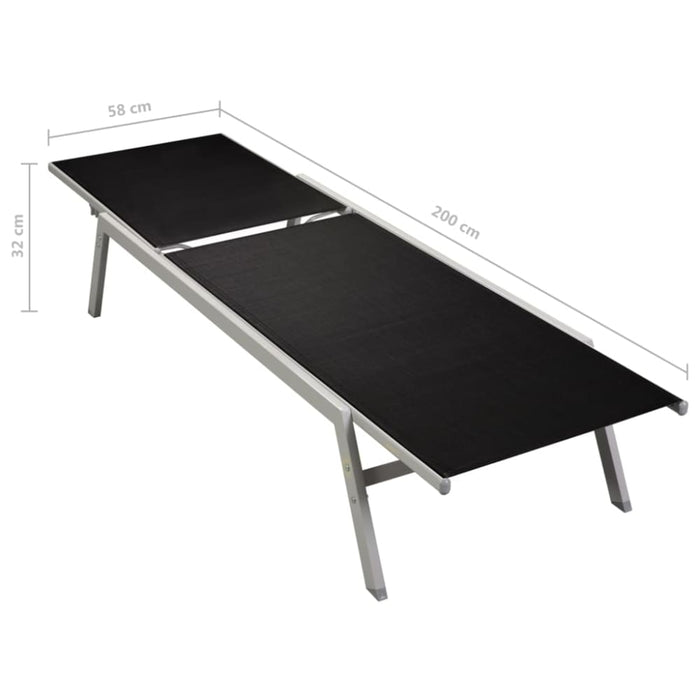 Sun Lounger Steel and Textilene Black Anboo