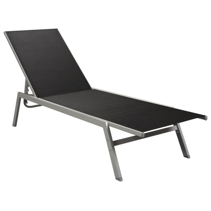 Sun Lounger Steel and Textilene Black Anboo