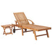 Sun Lounger With Table And Cushion Solid Teak Wood Tbltbxo